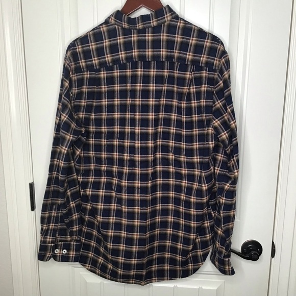 Pendleton Burnside Blue and Gold Flannel Button Down Long Sleeve Short. - Picture 6 of 6